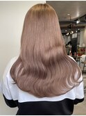 ダブルカラーピンクベージュベージュカラーケアブリーチレイヤー