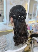 結婚式 二次会 お呼ばれ ふわふわハーフアップ×パールピン