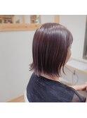 大人ピンク＆切りっぱなしボブ