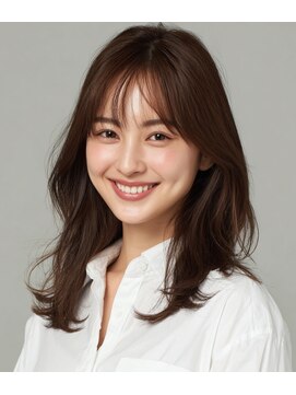 ルシードスタイル アウラ 松戸市五香(LUCIDO STYLE Aura) ラウンドバング×ナチュラルブラウンの大人可愛いロング/松戸