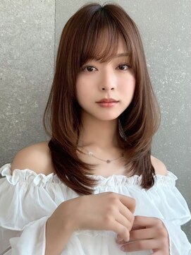 ルームバイシー 新宿(Loom. by Sea) ココアベージュ×レイヤー[小顔/黒髪/オリーブグレー]