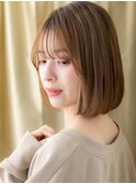 12トーンブリーチなし艶感ストレート前下がりボブ20代X戸田公園