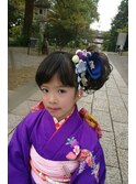 七五三 ヘアセット  崩れないアップ 7歳 茨城 水戸 大工町