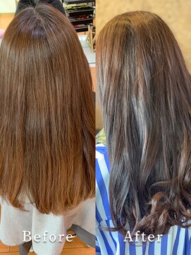 アークスヘアー スモーキーアッシュ大人かわいい艶髪ロング×毛先パーマ