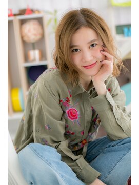 ミック ヘアアンドビューティー 大山店(miq Hair&Beauty) 大人かっこいいくせ毛風かきあげ前髪無造作オレンジポップc1