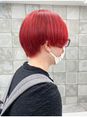 レッドカラー 赤髪 派手髪 ハンサムショート マニッシュ