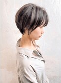 大人可愛い/マニッシュショート/ミストバング×黒髪アッシュm8