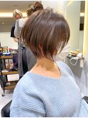 くびれショート/マロンブラウン/大人ショートボブ／山口