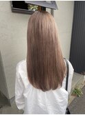 ロングレイヤーブリーチカラーシフォンベージュミルクティー