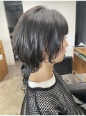 グレージュカラー/ボブウルフ/黒髪/ココアベージュ