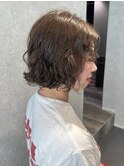 オリーブベージュとボブパーマ