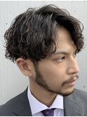 波巻きスパイラルパーマツイストパーママッシュメンズパーマ束感