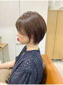 魅力倍増カールセミディシアーカラーダークアッシュショートヘア