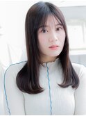 黒髪シースルーバング透明感ロングレイヤーカットc8上尾20代30代