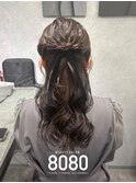 ねじりハーフアップ
