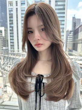 バイオレットジェム(Violet`jem) ロングレイヤーカット顔周りカットミルクティーベージュRI-105