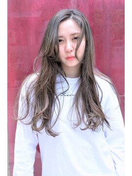 美容室ピュール(PUUR) 地毛風ハイライトカラー/かきあげ大人ロングスタイル