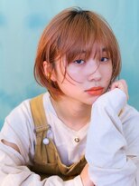 テトヘアー(teto hair)&nbsp;グラボブオレンジカラーハイトーンボブオレンジベージュ暖色系