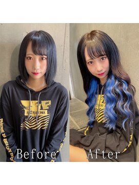 エクステ専門店 あるじゃんすー 水戸店 アクアブルーインナー#シールエクステ#リラックスウェーブ#水戸