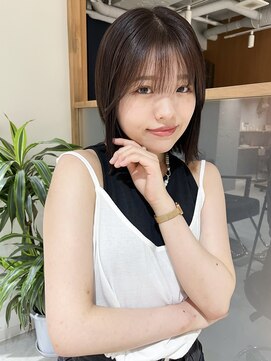 ラミエ バイ メルト 吉祥寺(lamie by melt) "久保田"切りっぱなしボブ地毛風縮毛矯正シースルーバング