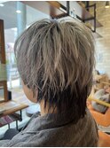 ポイントカラーシルバーメンズウルフインナーカラーアンブレラ
