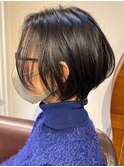 黒髪でもかわいい綺麗なボブスタイル#白髪ぼかし#白髪染め