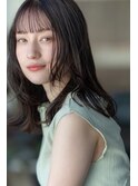 大人かわいい前髪セシルカットココアブラウンフリンジウェーブ