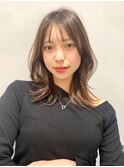 ハッシュカット/外ハネミディ/レイヤー/シルキーベージュ/日吉