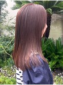 ストレート　マロンベージュ　ワンレン　ぱつっとセミロング