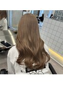 韓国ヘア顔周りレイヤーミルクティーベージュグレージュカラー