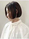 ショートボブ/ネビージュ/小顔/前髪/白髪/白髪ぼかし/b