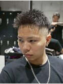 MEN'S/アップバングショート×スキンフェード/短髪/ハイライト