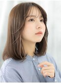 細めハイライト先パーマ透明感カラー小顔丸みボブt小山10代20代