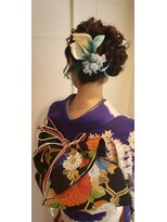 パリスパート2 振袖 編み込みボリューミー ヘアスタイル