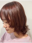 【伸ばしかけにも◯】オレンジレッド×ボブウルフ