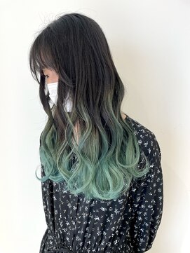 シード 成増 下赤塚店(ced.) グラデーションカラーライムグリーンブリーチダブルカラー