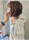 くしゅっとパーマ × コンパクトボブ