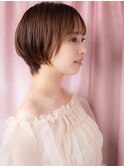 コーラルオレンジ似合わせカット小顔丸みショートY浦和30代40代