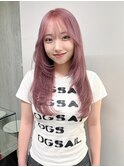 ピンクベージュ レイヤーカット