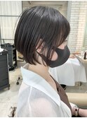 耳かけ/ショートボブ/フォギーベージュ/ウェーブパーマ【江角】