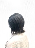 黒髪ミディアム/襟足外ハネ/艶カラー/ダークカラー/30代40代50代
