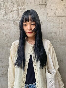 アルカナ 明治神宮前原宿(ARCANA) ロングウルフ　ブルーブラック　ウルフカット　顔まわりカット