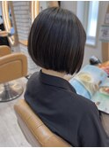小顔補正立体カット×ナチュラル前下がりボブ 30代40代