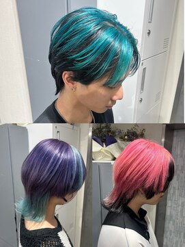 グラッジ 池袋(GLADGE) ウルフカット デザインカラー ブリーチ 中性ウルフ