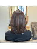 艶髪ストレート×ミディアムレイヤー×マロンブラウン×髪質改善