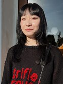 暗髪アッシュダークカラー顔まわり姫カットレイヤーロング