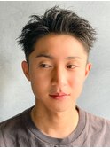 アップバング短髪ツイストスパイラルブリーチパーマツイスパ