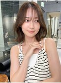 ぱつっとボブ　透け感バング　ナチュラルくびれヘア　