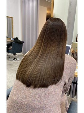 20代30代40代アッシュブラウン艶感髪質ロング縮毛矯正ストレート