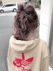 ラベンダーピンク×インナーカラー×簡単アレンジ